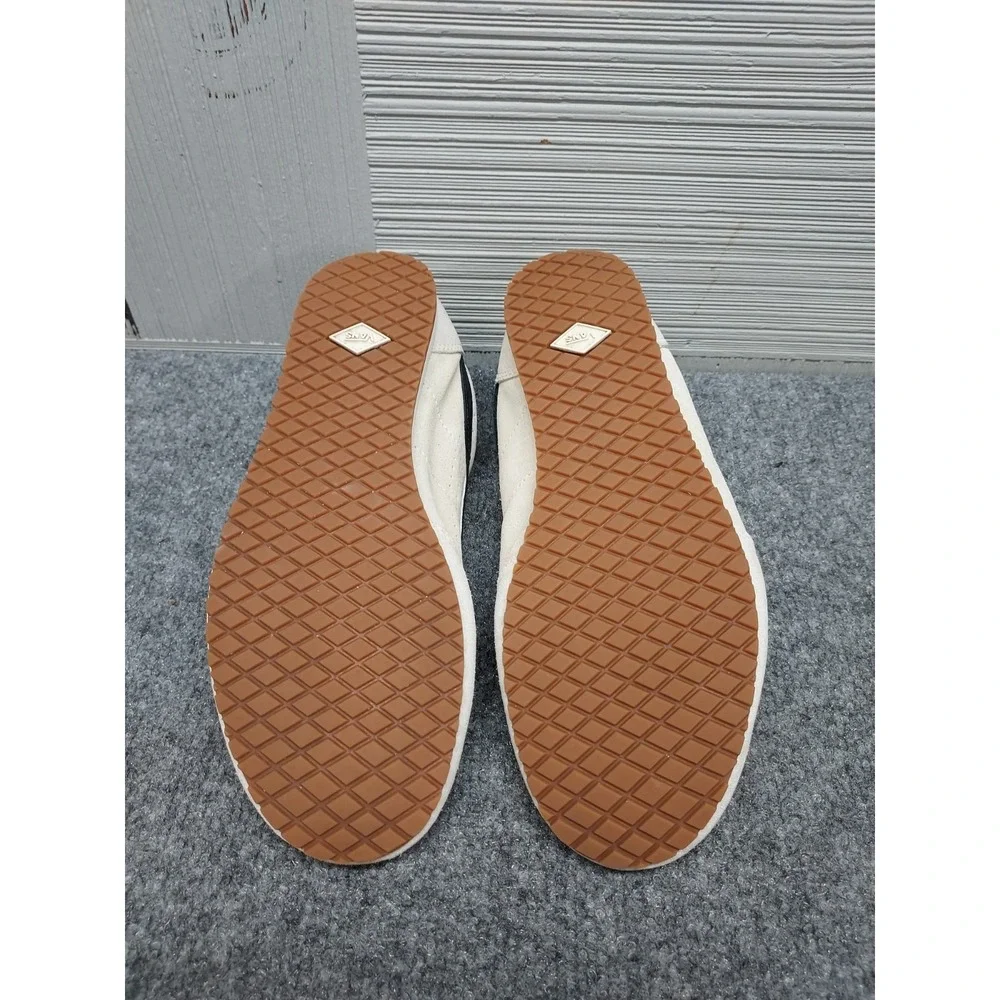 Vans Men Athletic Sneakers 8.5 Cream White Lace Up Round Toe Comfort Logo Active